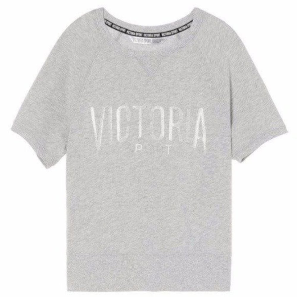 Victoria's Secret Sport Womens Short Sleeve Heather Gray Lightweight Sweatshirt